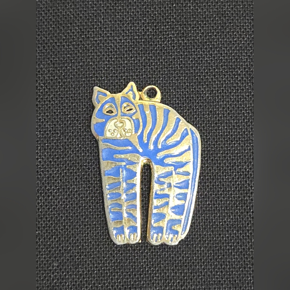 Laurel Burch "Jungle Cat" Silver Plate Brass Necklace Pendant